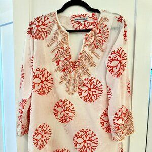 Barbara Gerwit Tunic, Medium, Coral beaded